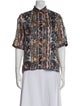 Sandro Paisley Print Short Sleeve Button-Up Top