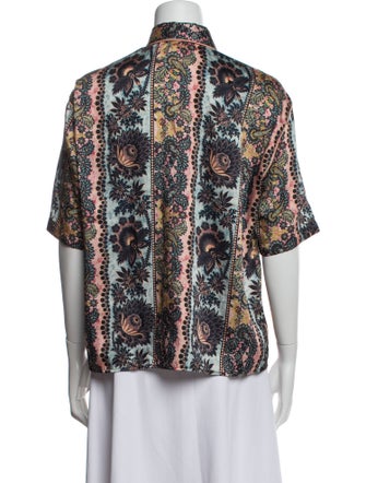 Sandro Paisley Print Short Sleeve Button-Up Top