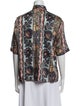 Sandro Paisley Print Short Sleeve Button-Up Top
