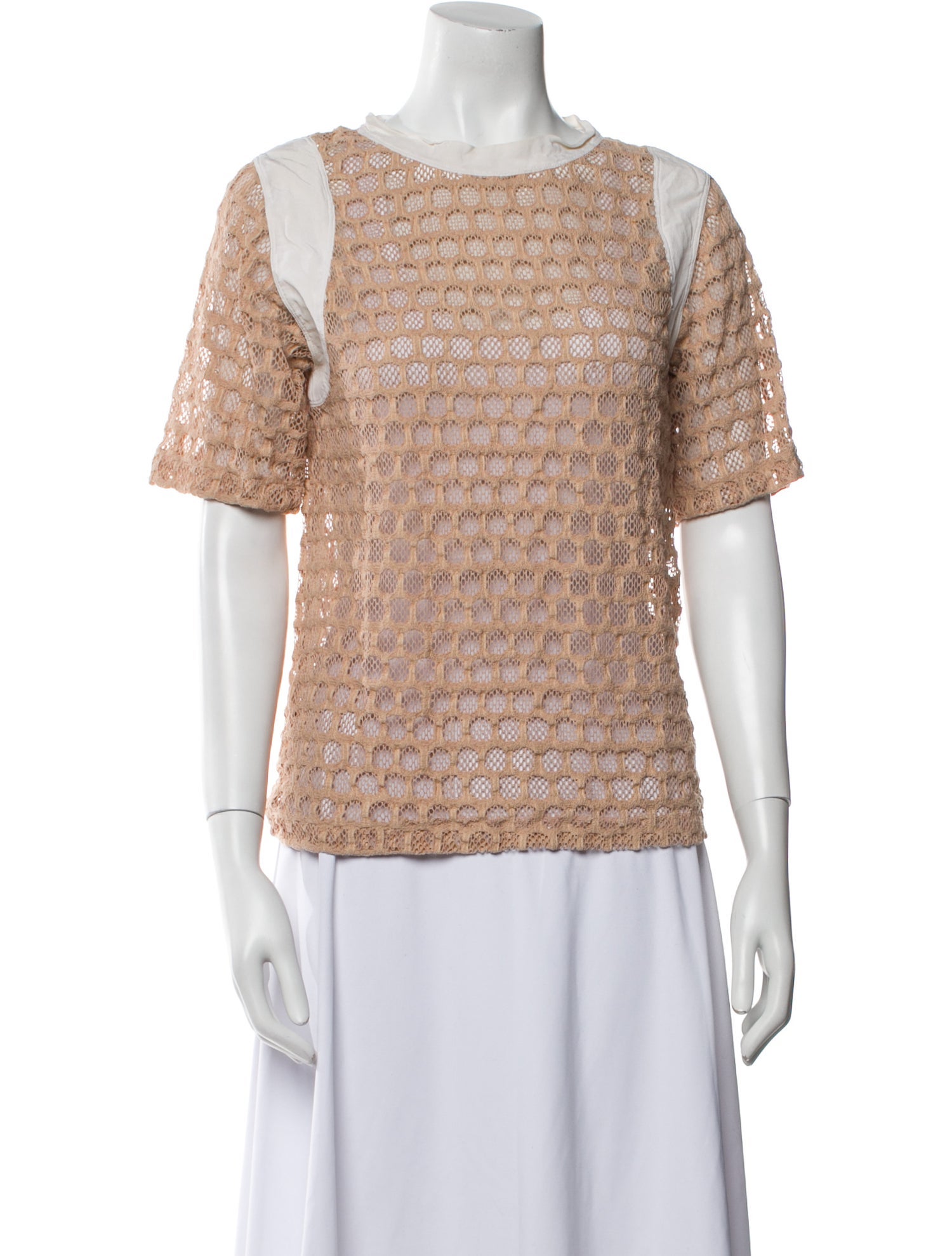 Sandro Lace Pattern Crew Neck Top