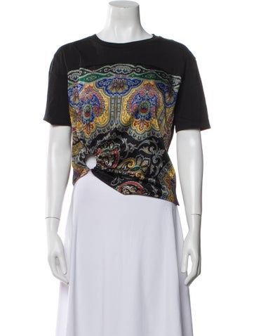 Sandro Tops Paisley Print Crew Neck T-Shirt S