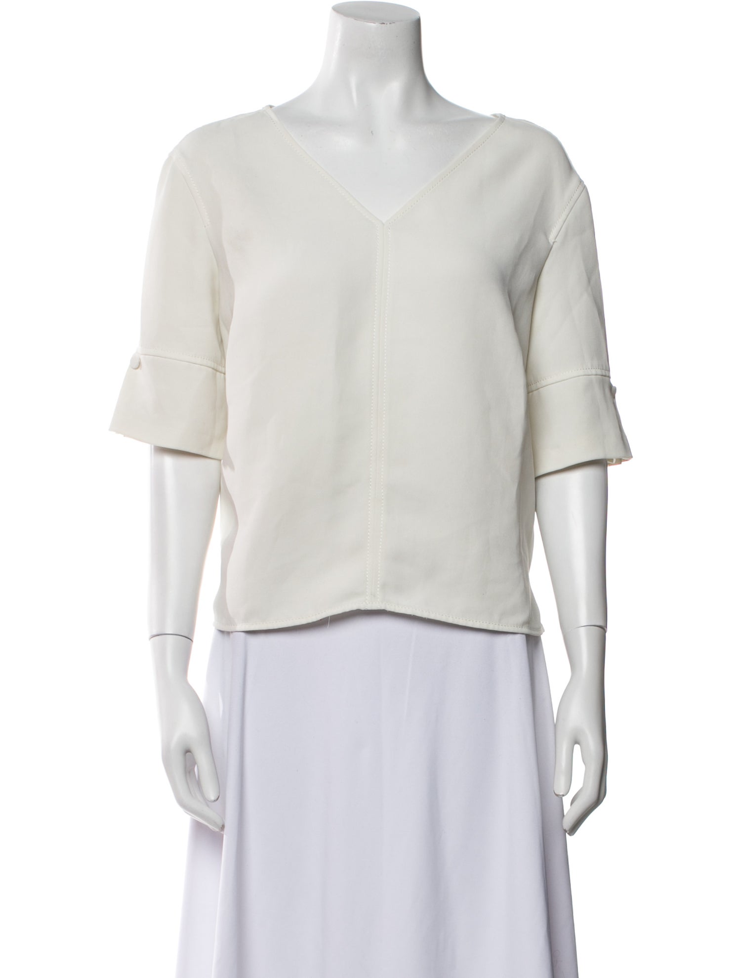 Sandro V-Neck Three-Quarter Sleeve Top