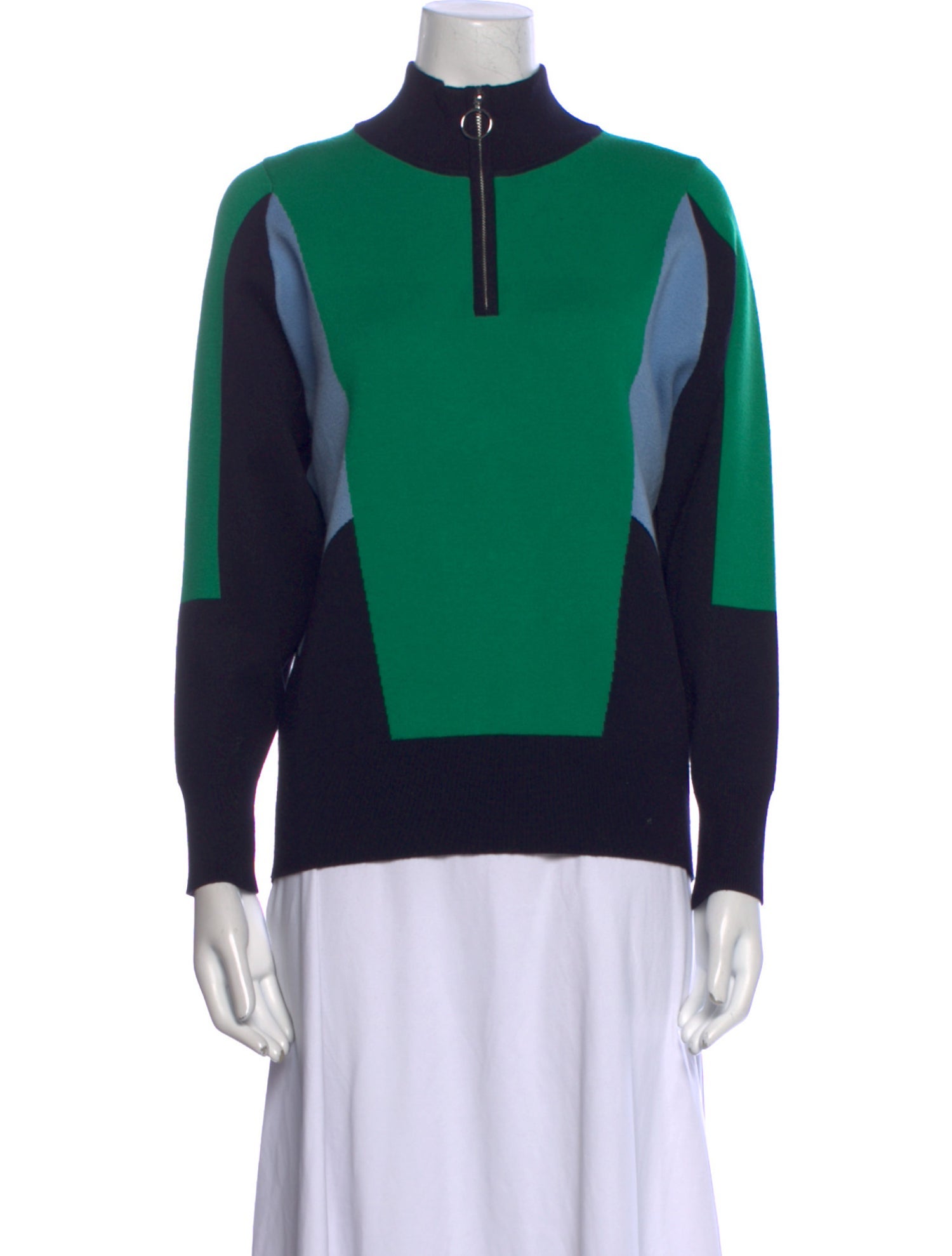 Sandro Colorblock Pattern Mock Neck Sweater