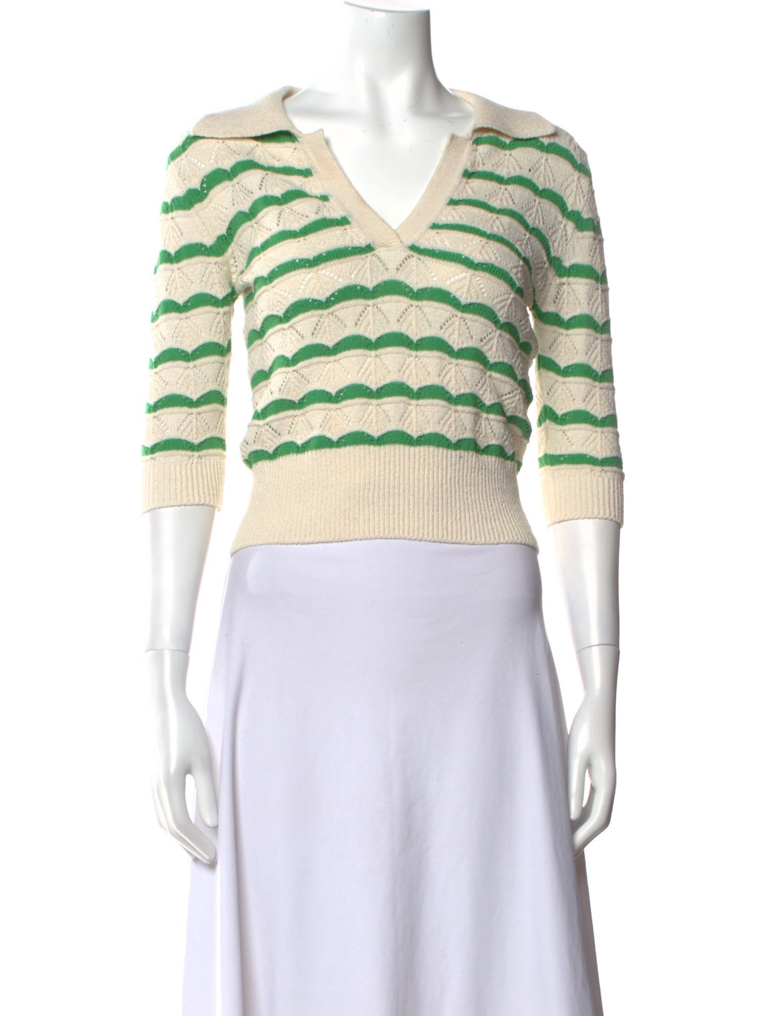 Sandro Striped V-Neck Crop Top