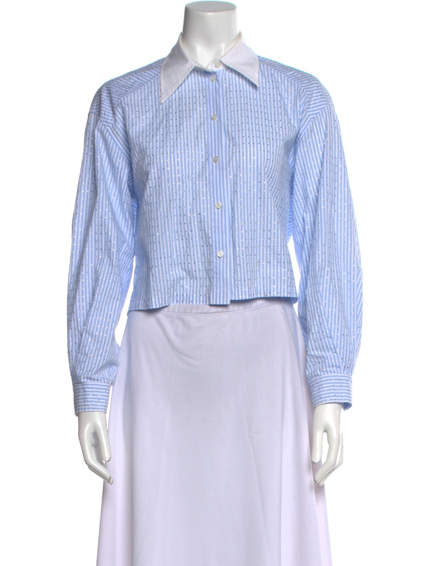 Sandro Striped Long Sleeve Crop Top