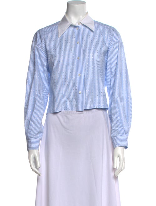 Sandro Striped Long Sleeve Crop Top