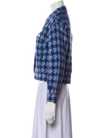 Sandro Balthazar - Bleu Houndstooth Print Denim Jacket