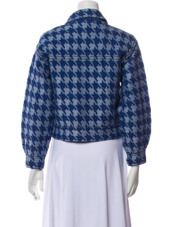 Sandro Balthazar - Bleu Houndstooth Print Denim Jacket