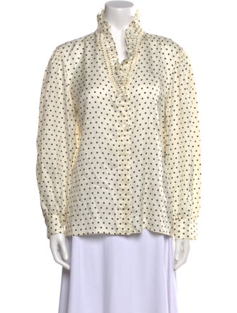Sandro Polka Dot Print Long Sleeve Button-Up Top
