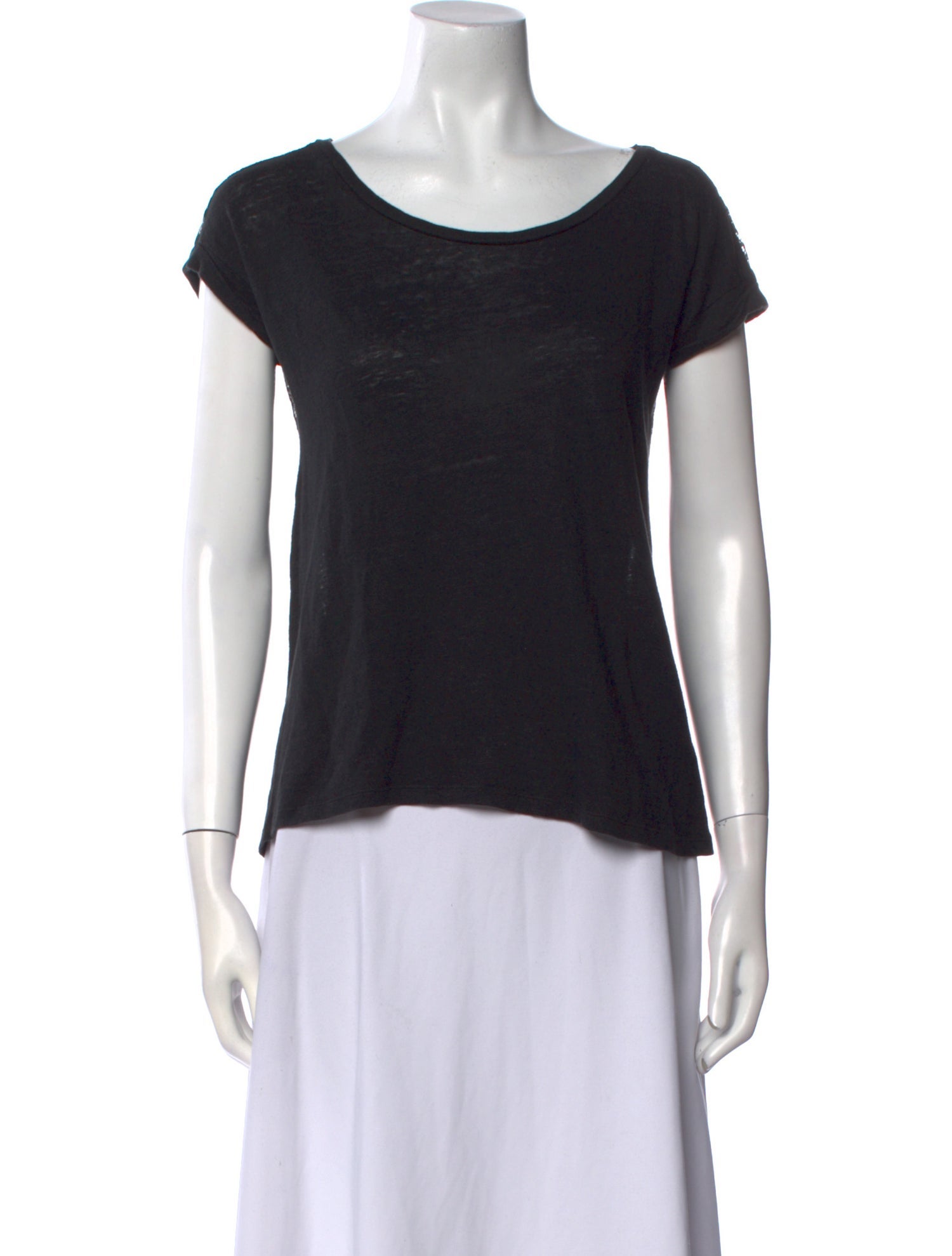 Sandro Linen Scoop Neck T-Shirt