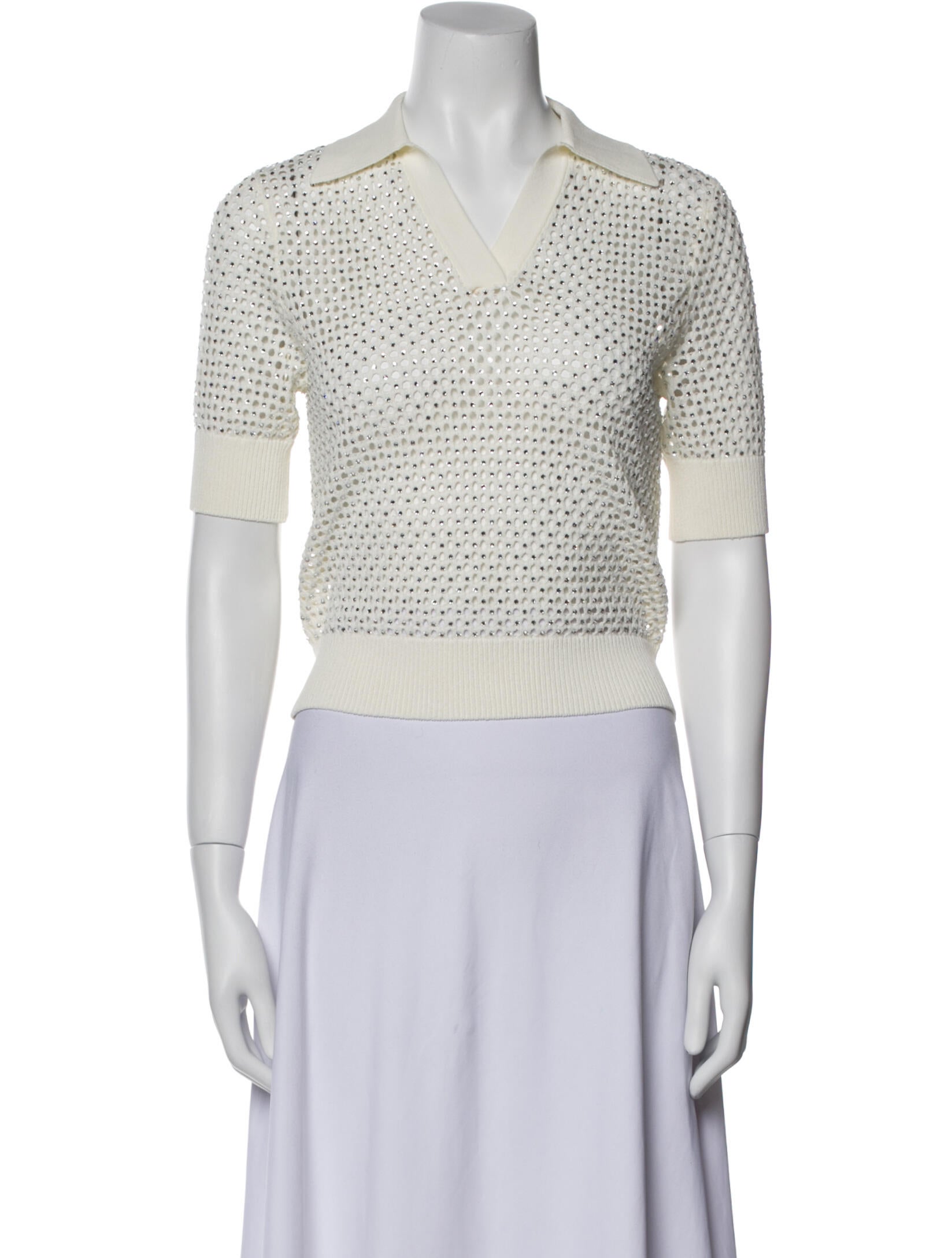 Sandro Printed Short Sleeve Crop Top