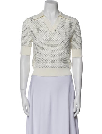 Sandro Printed Short Sleeve Crop Top