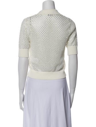 Sandro Printed Short Sleeve Crop Top