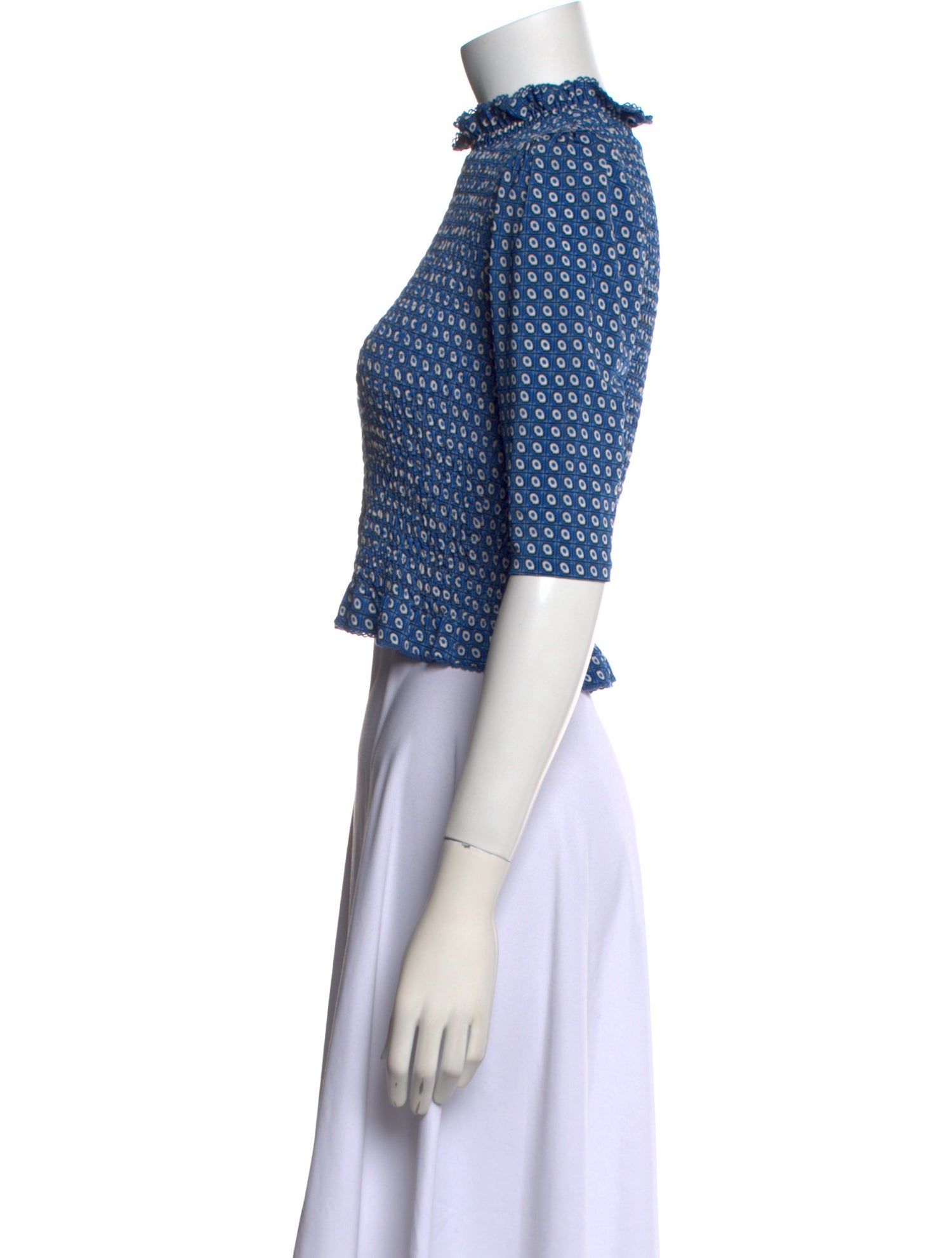 Sandro Printed Mock Neck Crop Top