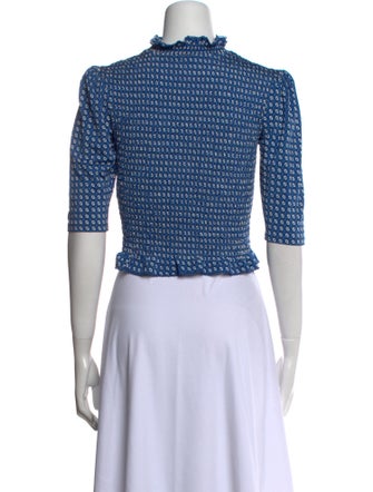 Sandro Printed Mock Neck Crop Top