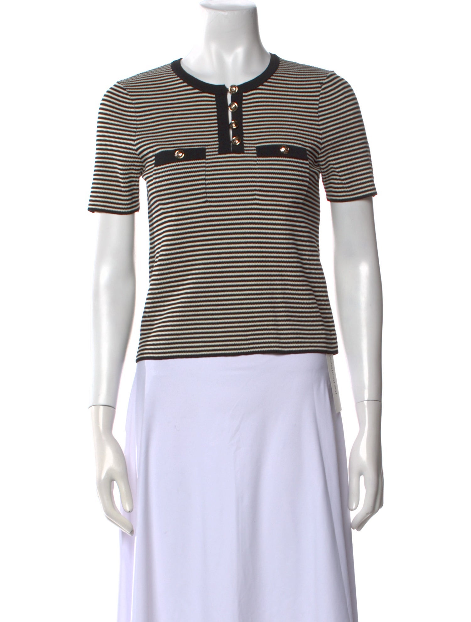 Sandro Striped Crew Neck Crop Top