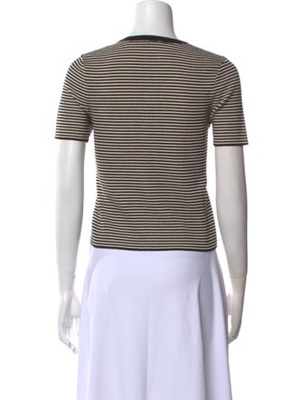 Sandro Striped Crew Neck Crop Top
