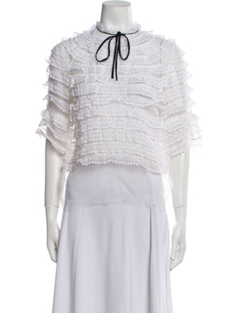 Sandro Tie Neck Short Sleeve Crop Top