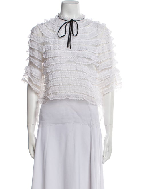 Sandro Tie Neck Short Sleeve Crop Top