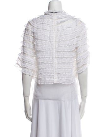 Sandro Tie Neck Short Sleeve Crop Top