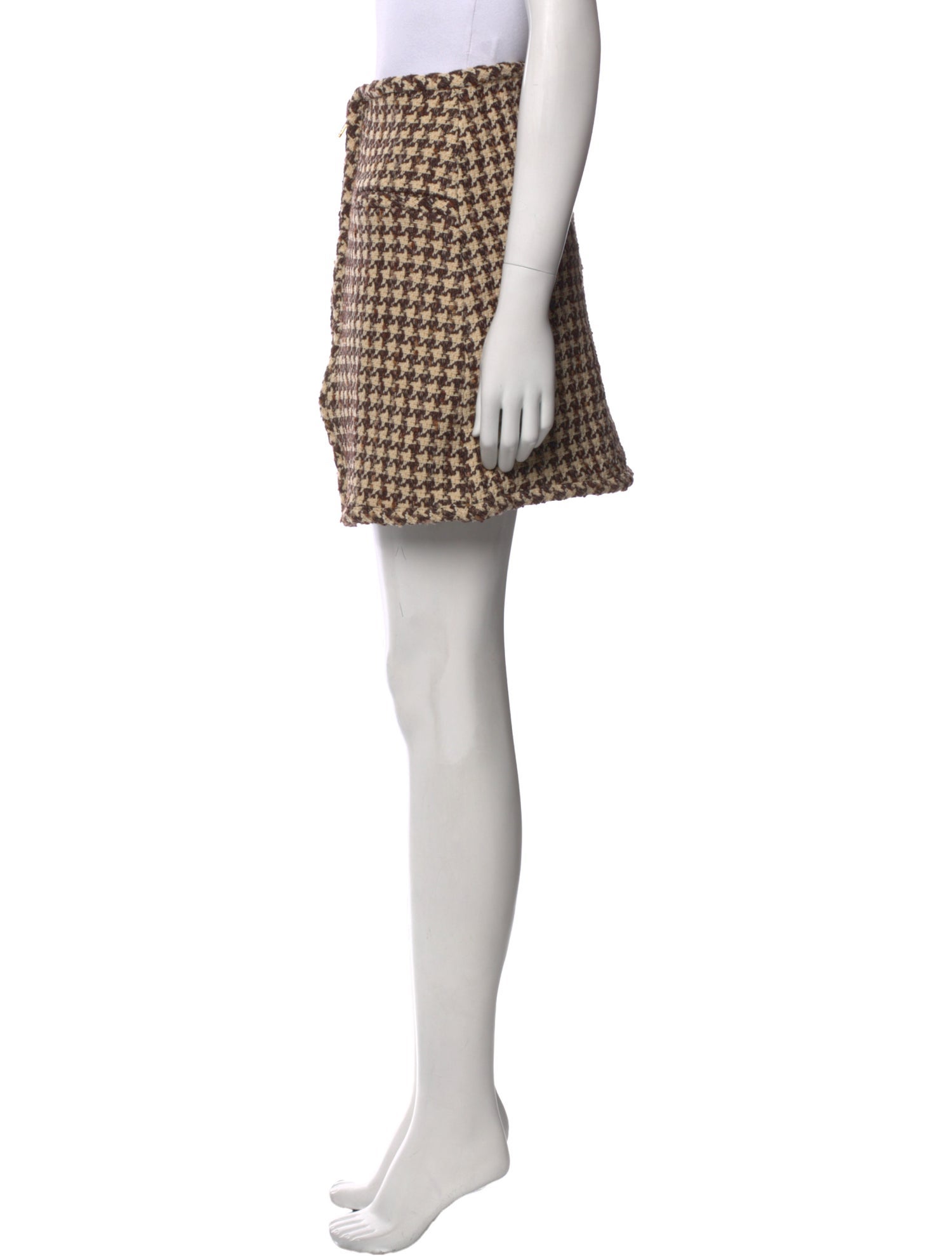 Sandro Houndstooth Print Mini Skirt
