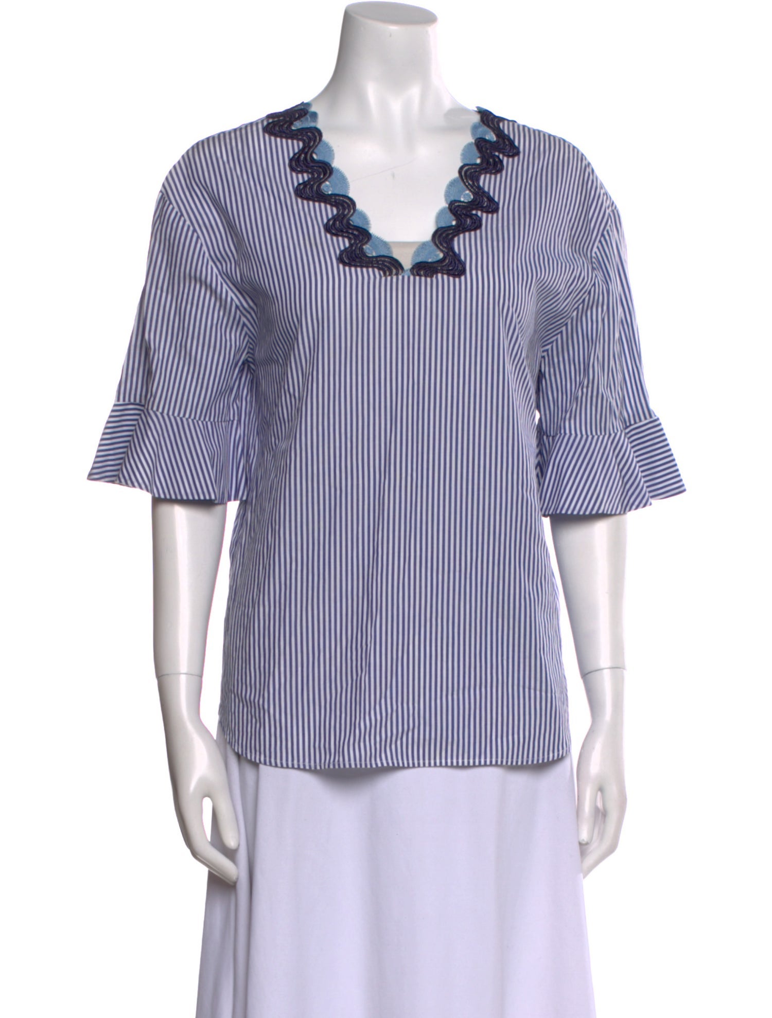 Sandro Striped V-Neck Blouse