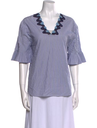 Sandro Striped V-Neck Blouse