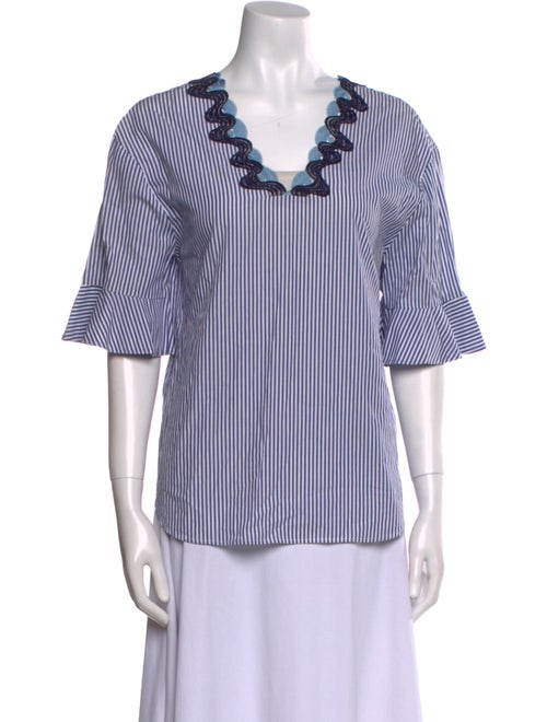 Sandro Striped V-Neck Blouse