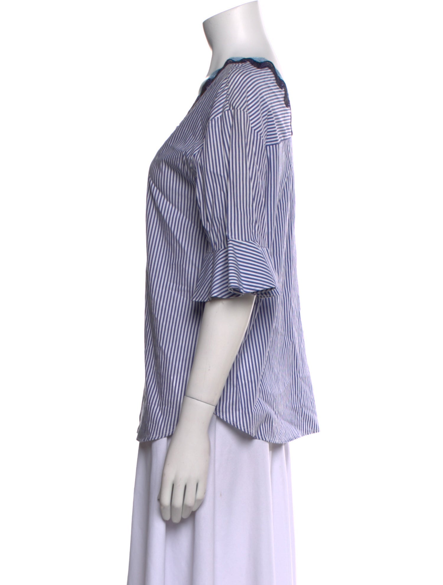 Sandro Striped V-Neck Blouse
