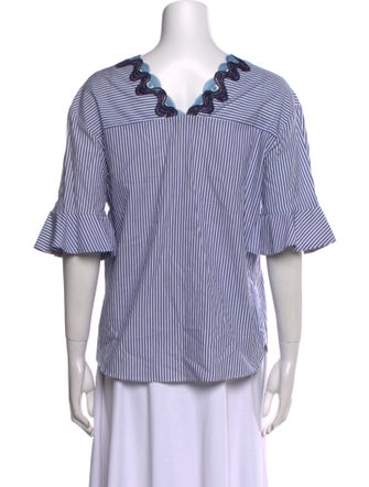 Sandro Striped V-Neck Blouse