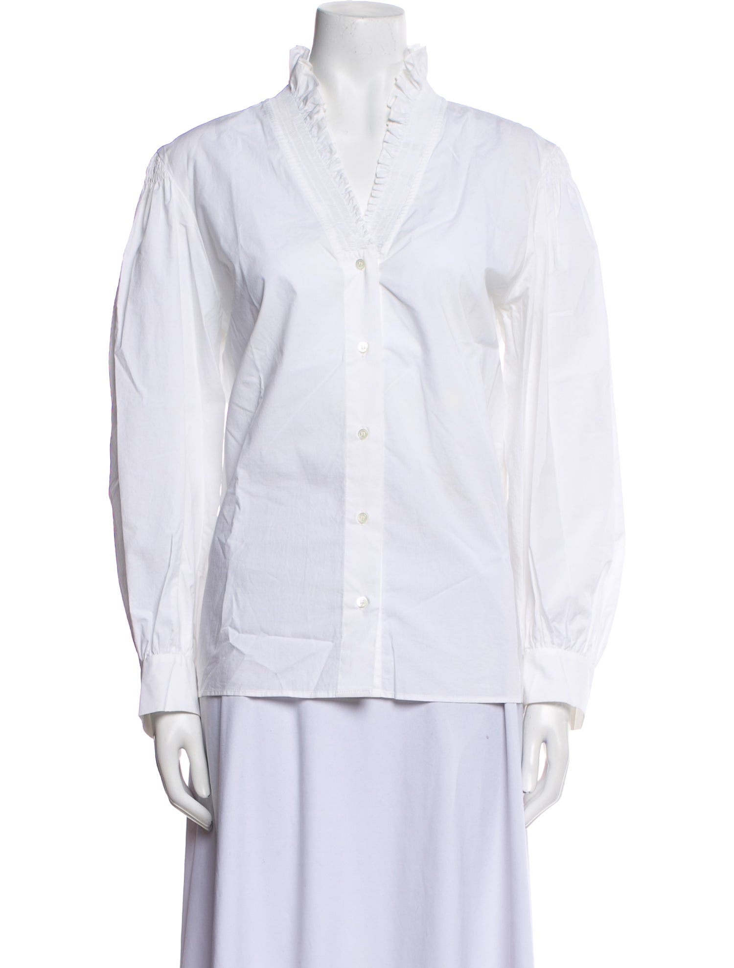 Sandro V-Neck Long Sleeve Button-Up Top