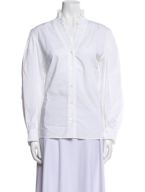Sandro V-Neck Long Sleeve Button-Up Top