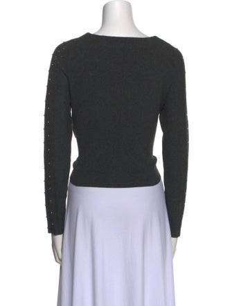 Sandro Bateau Neckline Long Sleeve Crop Top