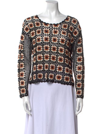 Sandro Printed Scoop Neck Sweater