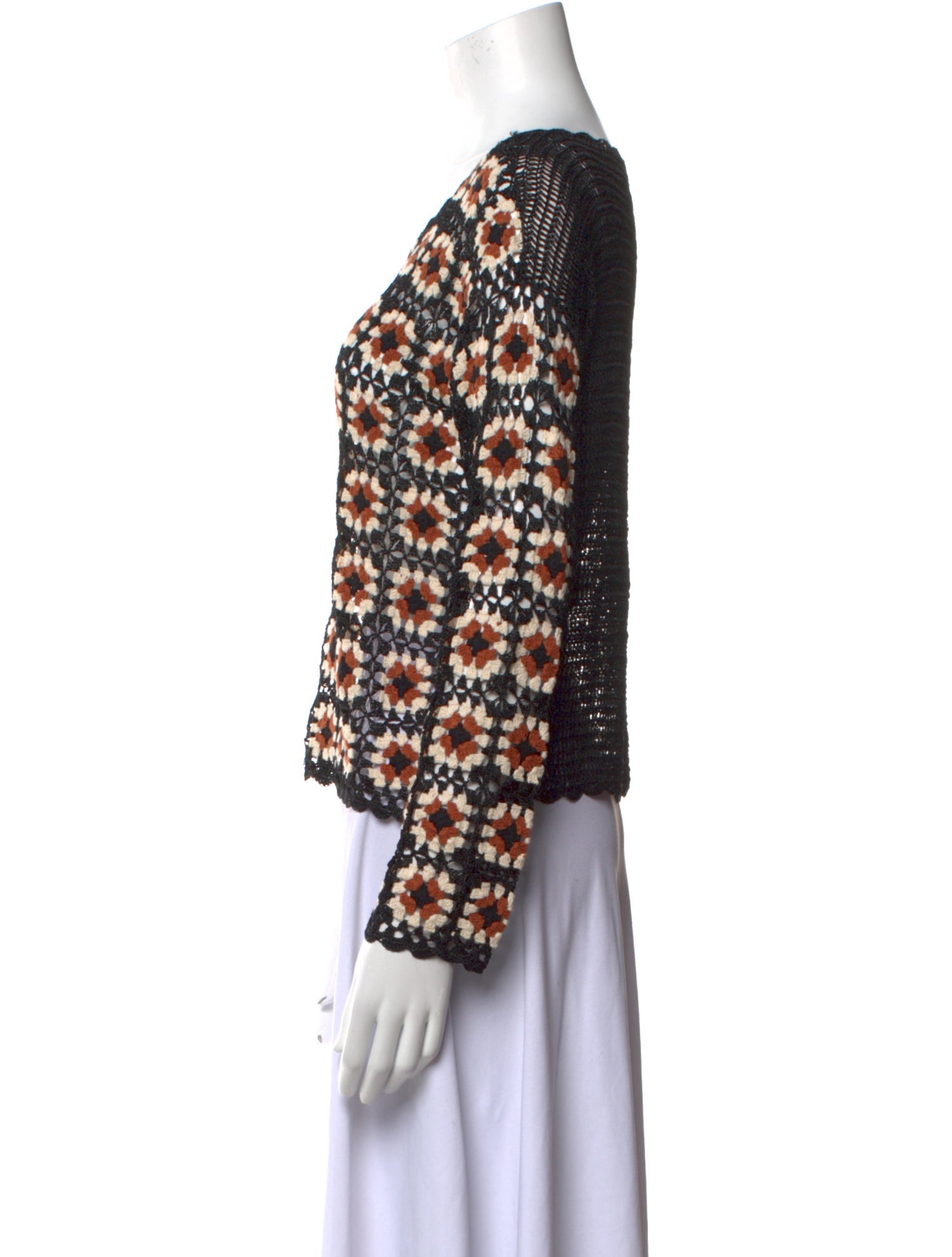 Sandro Printed Scoop Neck Sweater