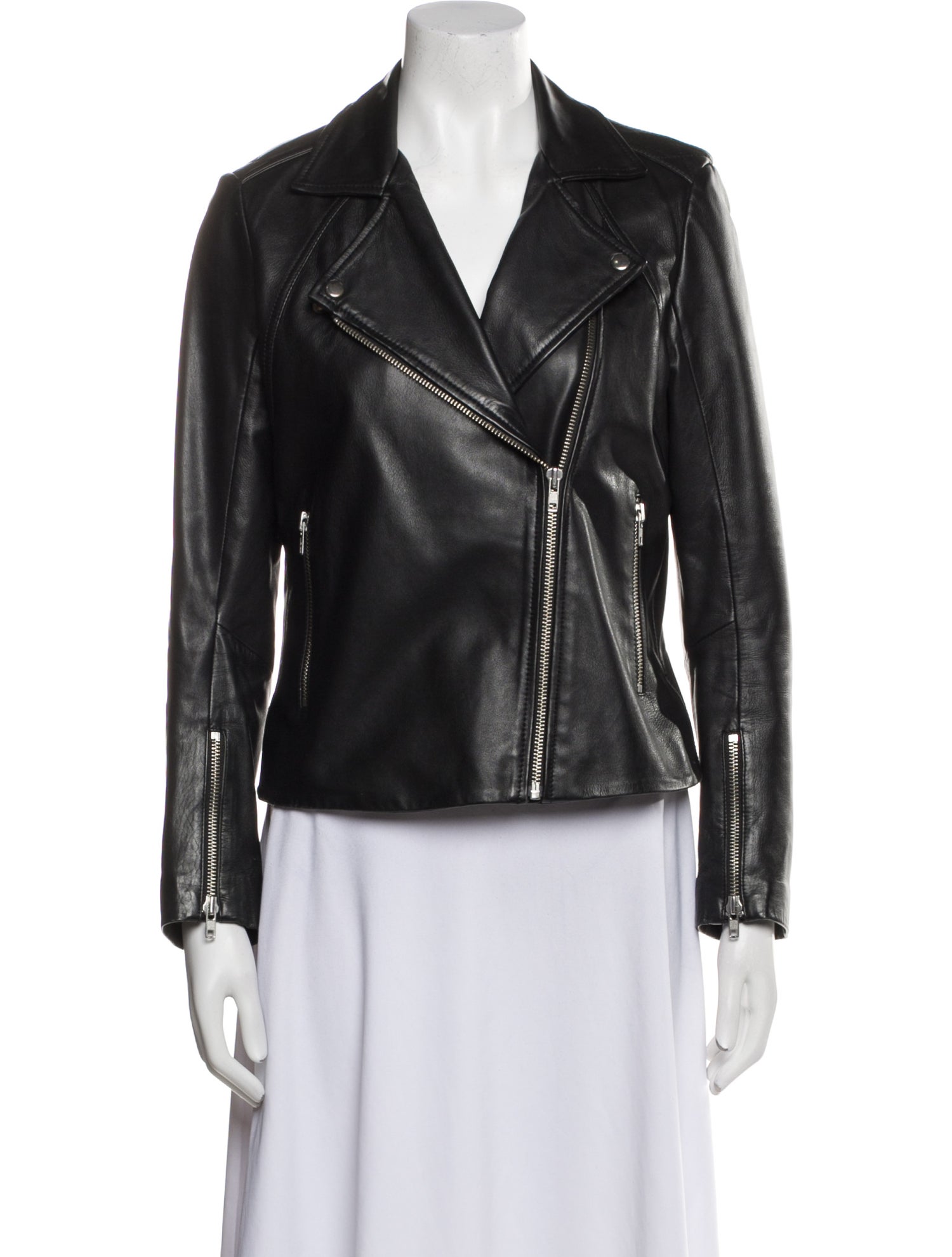 Sandro Lamb Leather Biker Jacket