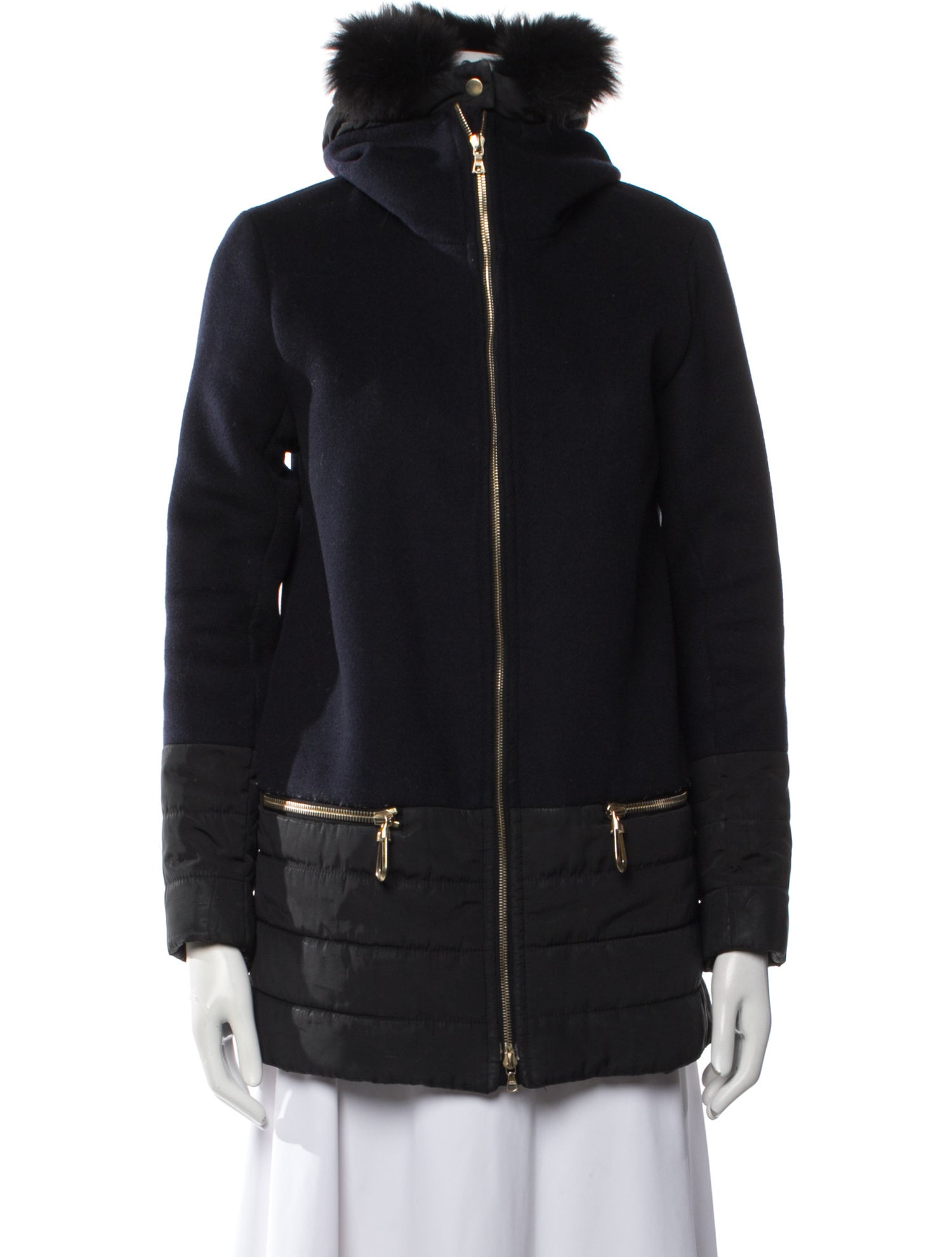 Sandro Wool Fur Coat