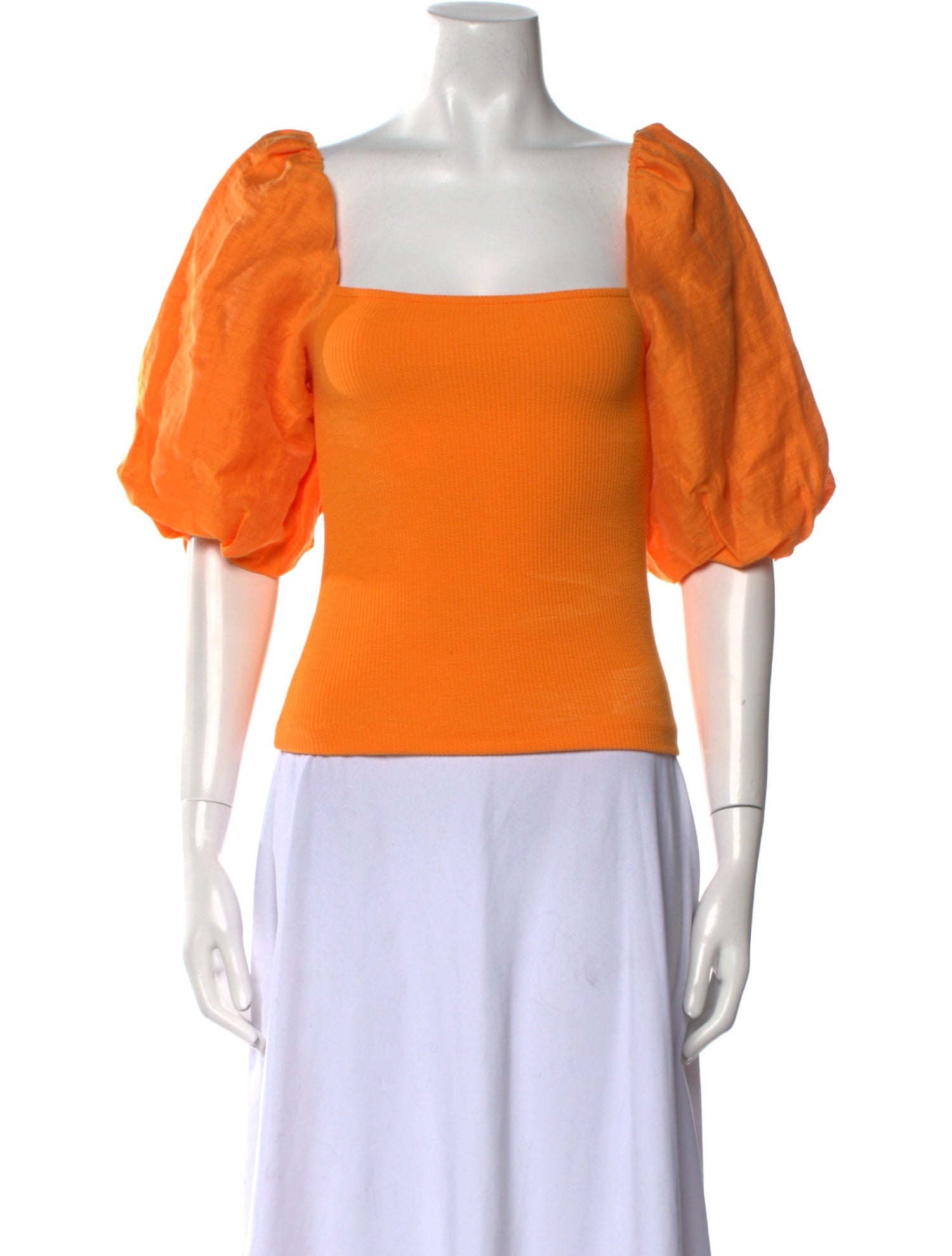 Sandro Square Neckline Short Sleeve Crop Top