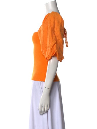 Sandro Square Neckline Short Sleeve Crop Top