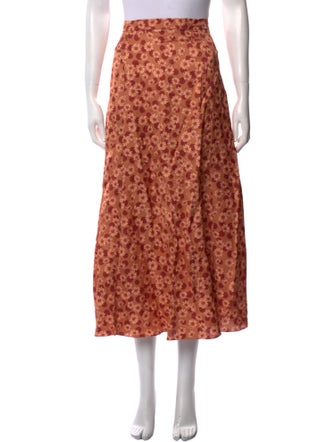 Sandro Floral Print Midi Length Skirt