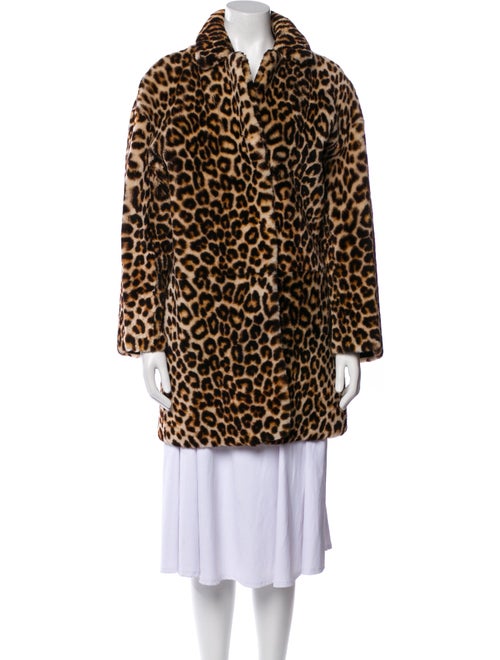 Sandro Leather Animal Print Fur Coat