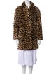 Sandro Leather Animal Print Fur Coat