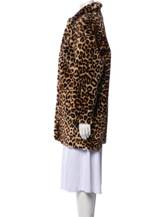 Sandro Leather Animal Print Fur Coat