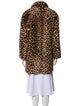 Sandro Leather Animal Print Fur Coat