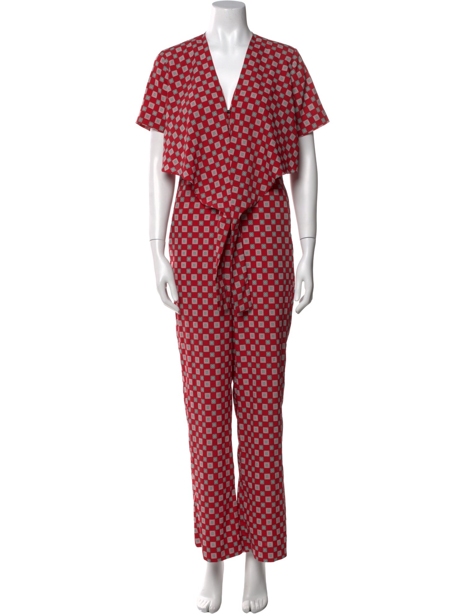 Sandro Printed V-Neck Jumpsuit