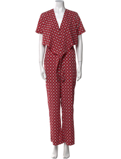 Sandro Printed V-Neck Jumpsuit
