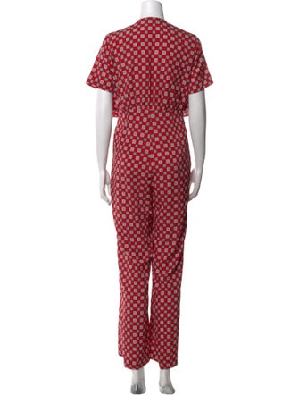 Sandro Printed V-Neck Jumpsuit