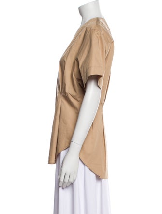 Sandro V-Neck Short Sleeve Button-Up Top