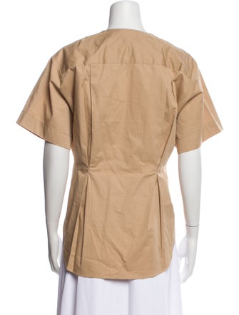 Sandro V-Neck Short Sleeve Button-Up Top