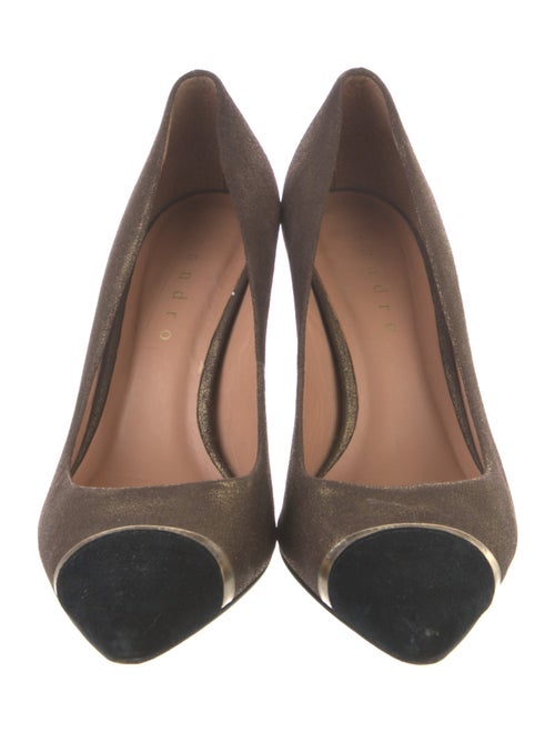 Sandro Suede Colorblock Pattern Pumps